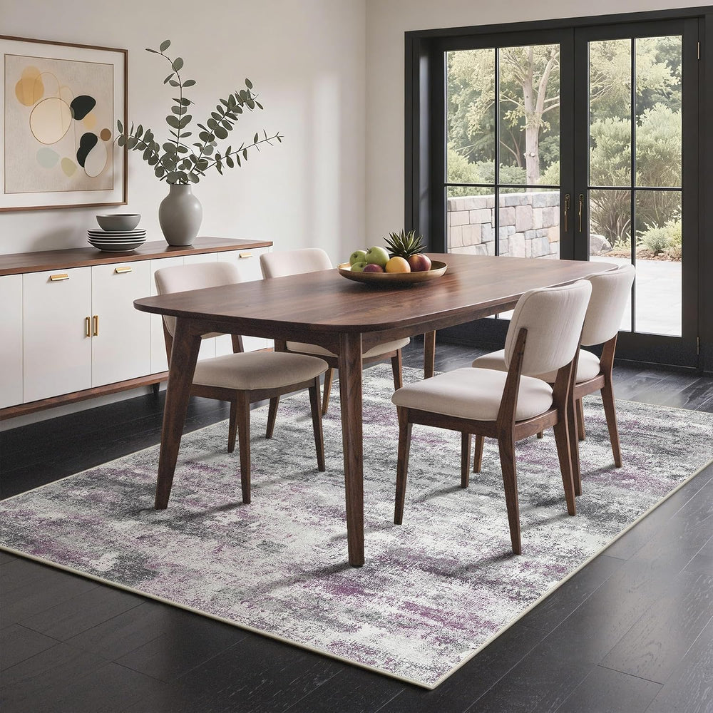 BEIMO 5x7 Area Rugs for Bedroom, Purple Grey Washable Abstract Non Slip Rug