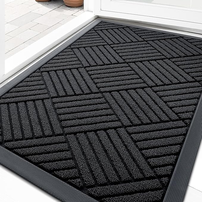 OLANLY Front Door Mat Outside Entrance 35x23, Heavy Duty Sturdy Natural Rubber by OLANLY