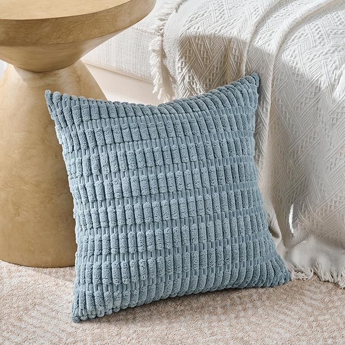 Fancy Homi 4 Packs Boho Light Blue Decorative Throw Pillow Covers 20x20 Inch - Image 2