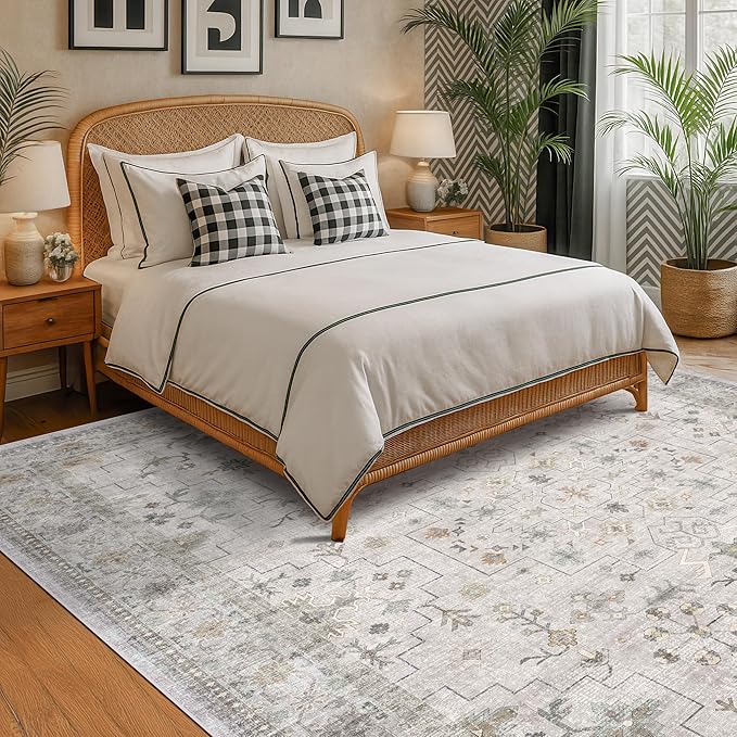 Hazo Haus Boho Light Grey Living Room Rug 8x10 - Image 3