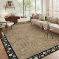 GarveeHome Washable Living Room Rug 9x12 Floral Bordered Area Rugs Soft Thin by GarveeHome