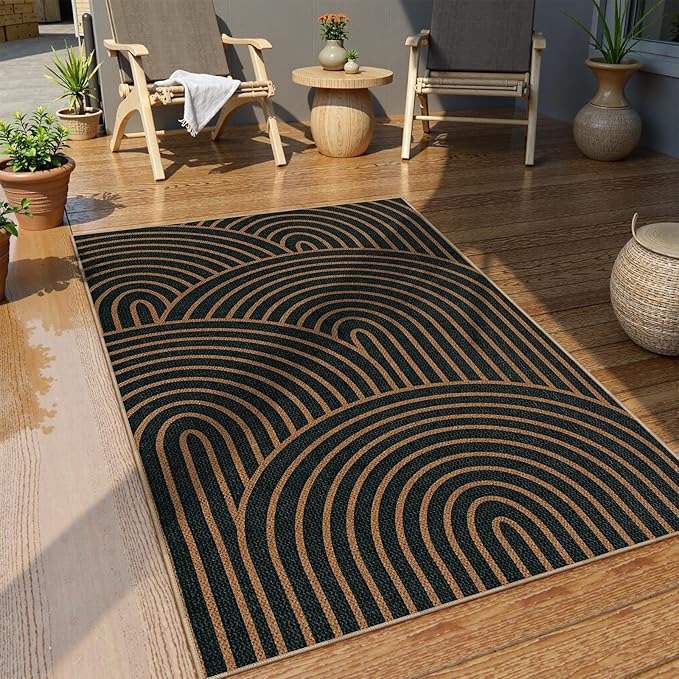 Lahome Enfys Modern Rainbow Easy Jute Patio Rug, 3x5 Washable Rugs - Image 6