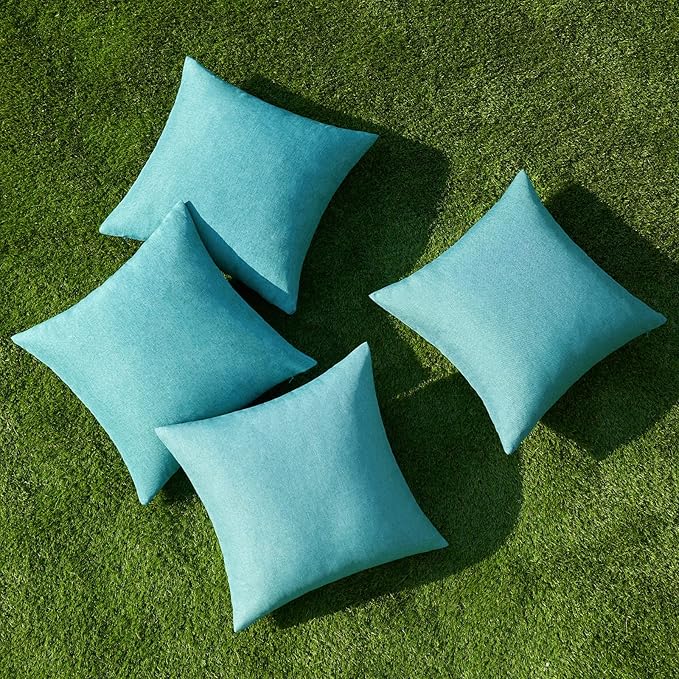 MIULEE Pack of 4 Decorative Outdoor Throw Pillow Covers Linen Waterproof Pillow - Image 4