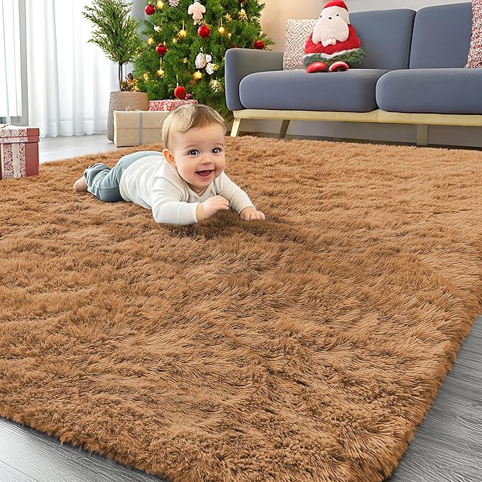 OLANLY Area Rugs for Living Room Bedroom, Machine Washable 4x5.9 ft Soft Fluffy by OLANLY