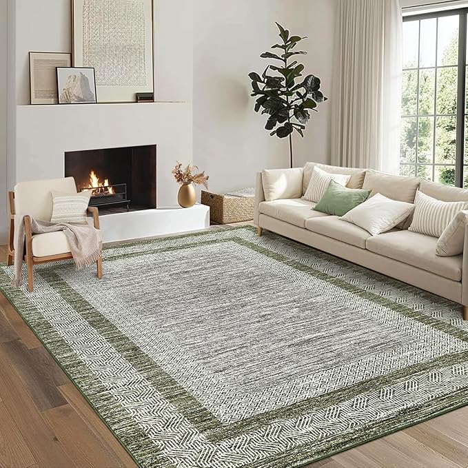 GarveeHome 10x13 Large Washable Geometric Area Rug Non Slip Non Shedding Floor by GarveeHome