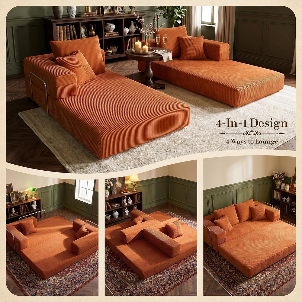 Convertible Futon Sofa Bed - Boneless Couch for Living Room with High Backres...