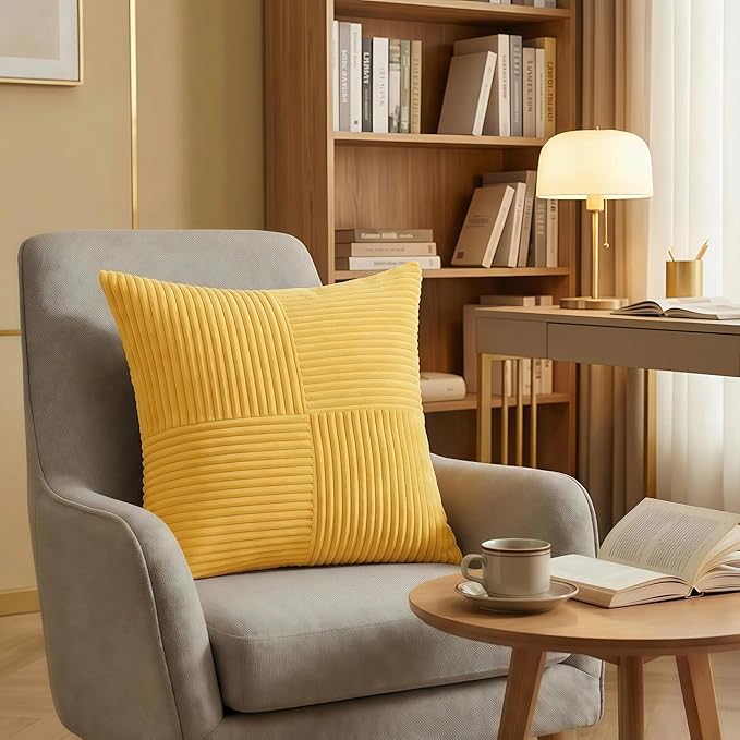 Fancy Homi 2 Packs Yellow Decorative Throw Pillow Covers 20x20 Inch - Image 6