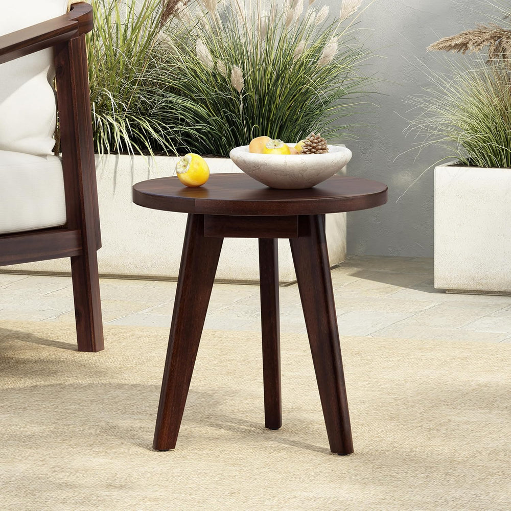 Christopher Knight Home Sante Round Outdoor Side Table, Acacia Wood Small Out...