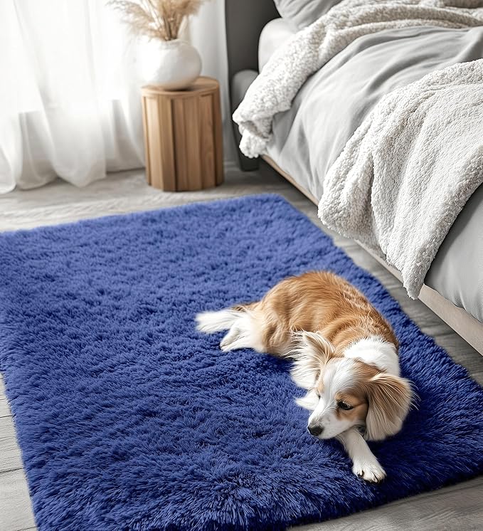 OLANLY 3x5 Machine Washable Small Bedside Rug, Soft Fluffy Shaggy Rugs - Image 3