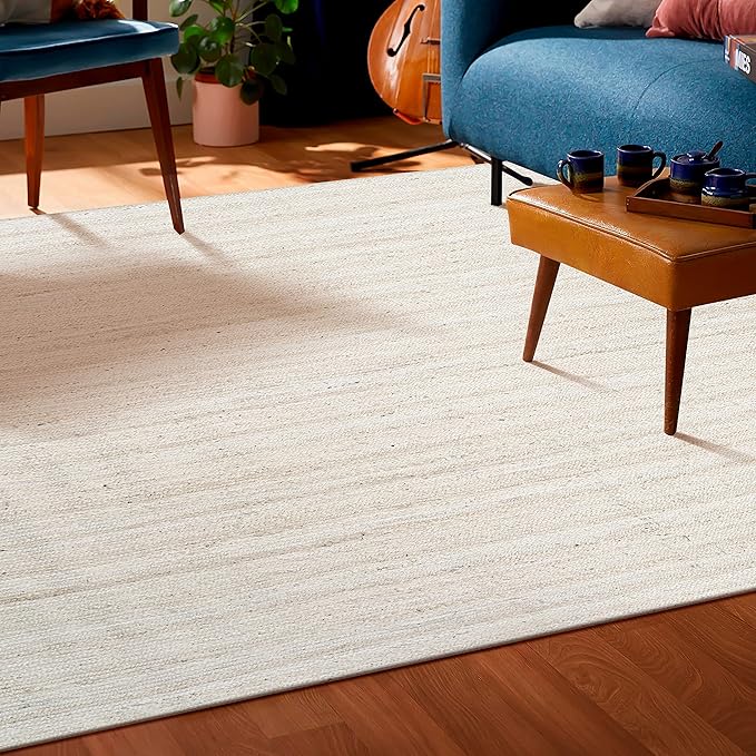 Hausattire Hand Woven Jute Braided Area Rug, 10’x14’ – Off White, Reversible - Image 5