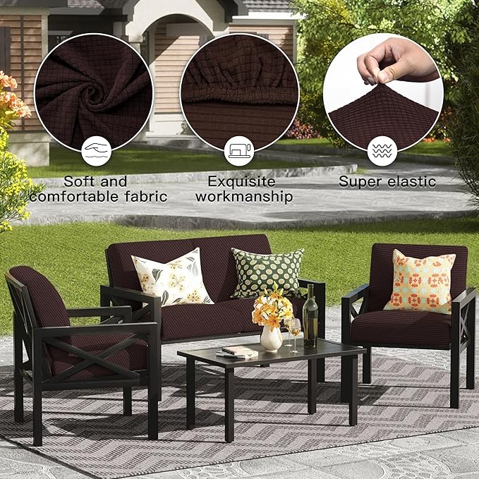 8Pcs Outdoor Cushion Covers, Patio Cushion Covers, Stretch Elastic Slipcovers