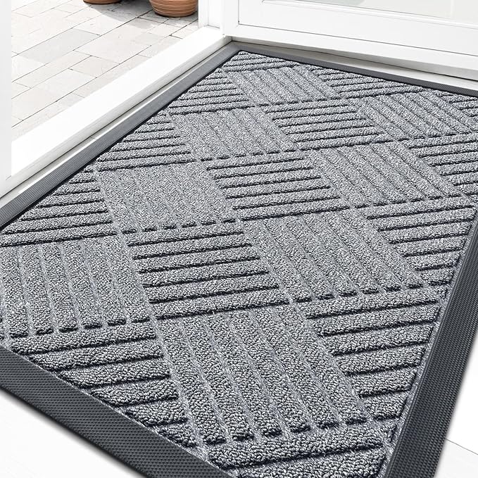 OLANLY Front Door Mat Outside Entrance 33x21, Heavy Duty Sturdy Natural Rubber by OLANLY