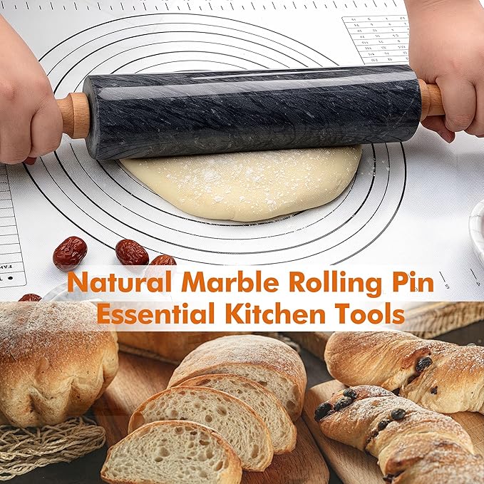 18.5 inches Marble Rolling Pin, Large Non-Stick Dough Roller,