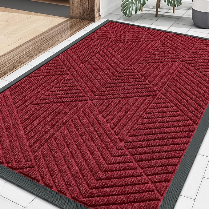 Smiry Front Door Mat Outside Entrance, Heavy Duty Sturdy Natural Rubber Doormat by Smiry