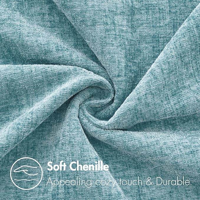 MIULEE Pack of 2 Couch Throw Pillow Covers 18x18 Inch Soft Smoke Blue Chenille - Image 2