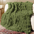 Ultra Soft Cozy Faux Fur Throw Blanket, Fuzzy Plush Thick Bubble Blanket by blunique