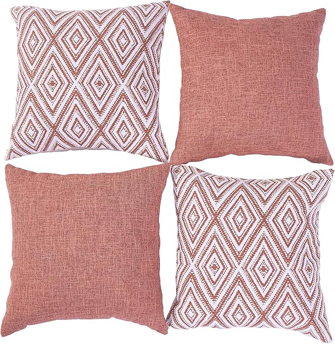 HPUK Decorative Throw Pillow Covers Set of 4 Geometric Design Linen Cushion - Image 2