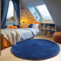 ONASAR Navy Blue Round Area Rug 4ft, Soft Bedroom Circle Rugs Floor Mat by ONASAR