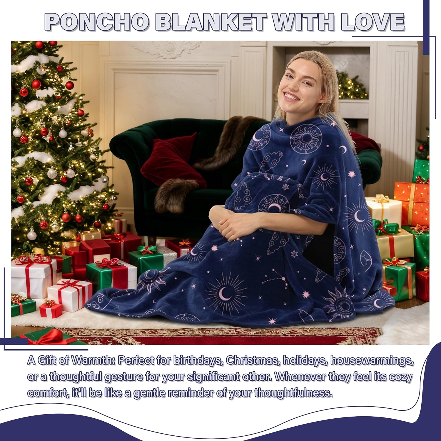 Catalonia Fleece Wearable Blanket Poncho for Adult Women Men, Travel Wrap Blanket Cape with Pocket |Warm, Soft, Cozy, Snuggly, Comfort Gift, No Sleeves|All Season, Purple | Pocket Design, Soft No-Sleeve Layer for Travel, Reading, TV Time & Lounging, Cozy