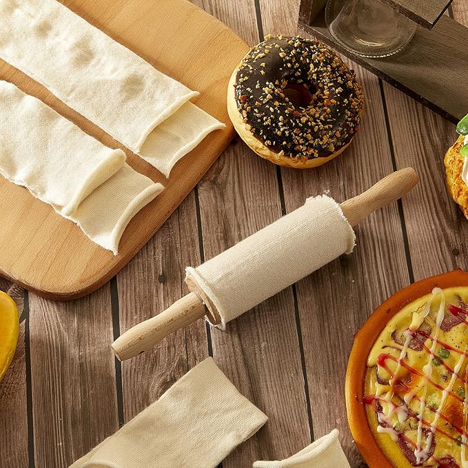 Patelai Set of 4 Rolling Pin Covers 14.96 x 1.97 Inch Cotton White Rolling Pin - Image 7