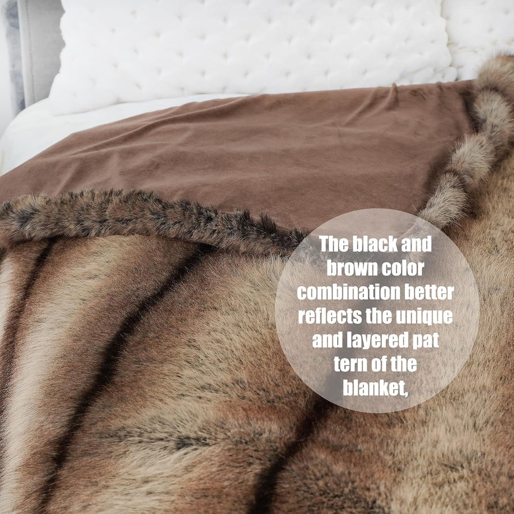 INCHGRASS Faux Mink Fur Blanket Luxury Fur Throw Blanket Sofa Fluffy Blanket ...