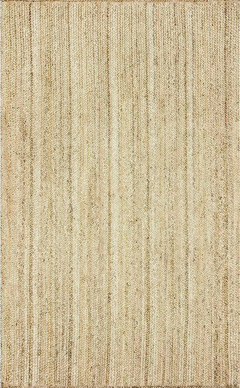 Pure Jute Braided Natural Farmhouse Area Rug, Rustic Vintage Bohemian Floor C...