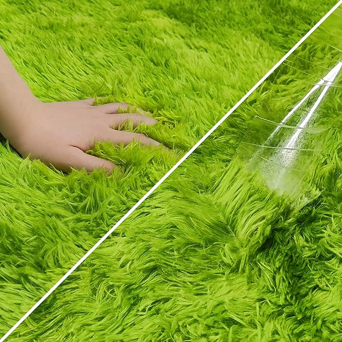 Green Tie-Dyed Rug for Bedroom 4x6 Fluffy Area Rug Mat Bedside Throw Rug for - Image 6