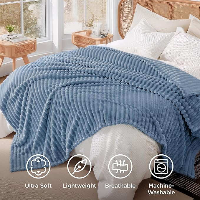 Bedsure GentleSoft Blue California King Size Blanket - Image 5