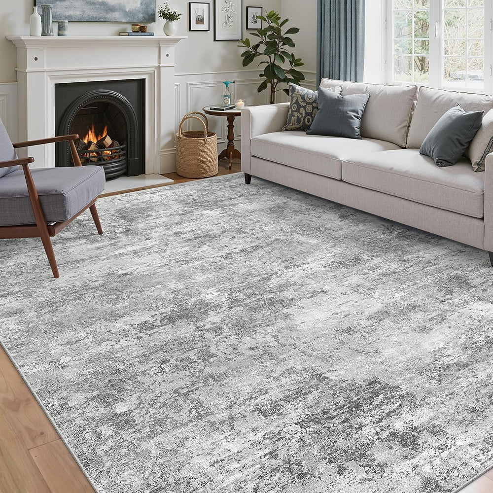 Cochyean 9x12 Area Rug Large Washable Rugs for Living Room, Light Gray