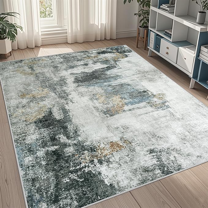 5x7 Area Rugs for Living Room Rug Washable: Abstract Rug for Dining Room by Aelenmu