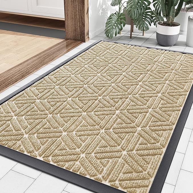 Smiry Front Door Mat Outside Entrance, Heavy Duty Sturdy Natural Rubber Doormat by Smiry