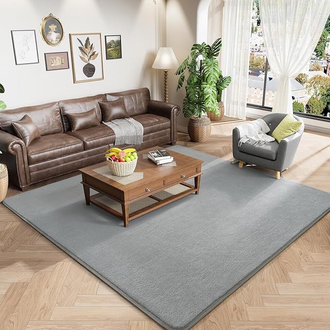 Amearea 6x6 Square Area Rugs for Bedroom Living Room, Modern Grey Thickened by AmeareaDirect