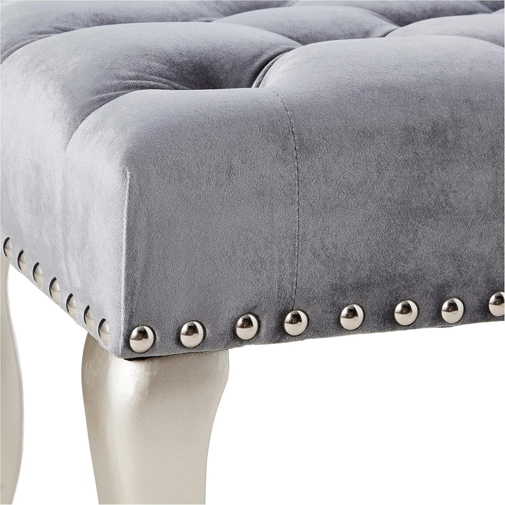Roundhill Furniture Decor Maxem Tufted Fabric Upholstered Seat with Nailhead ...