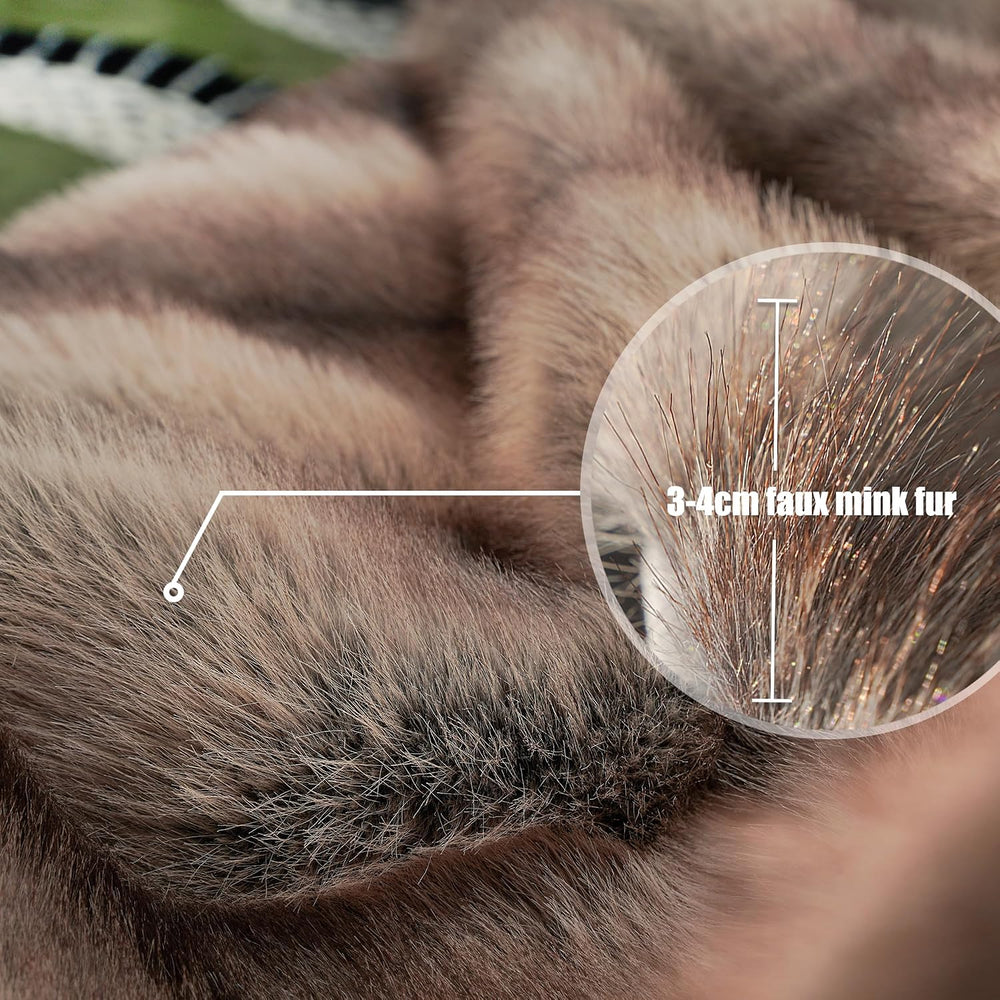 INCHGRASS Faux Mink Fur Blanket Luxury Fur Throw Blanket Sofa Fluffy Blanket ...