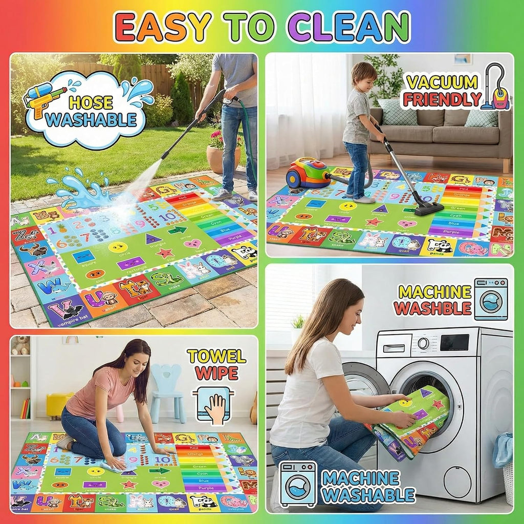 ABC Alphabet Rug for Kids Bedroom - 2.5x4 Feet Educational Numbers & Animals Play Mat, Learning Carpet for Boys and Girls Early Education