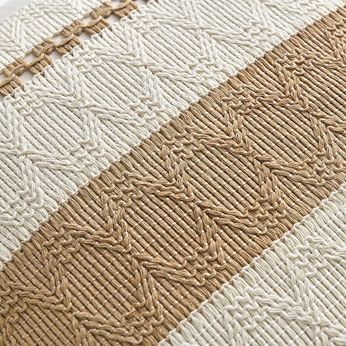 Fancy Homi Set of 1 Tan Neutral Decorative Throw Pillow Cover 20x20 Inch - Image 4