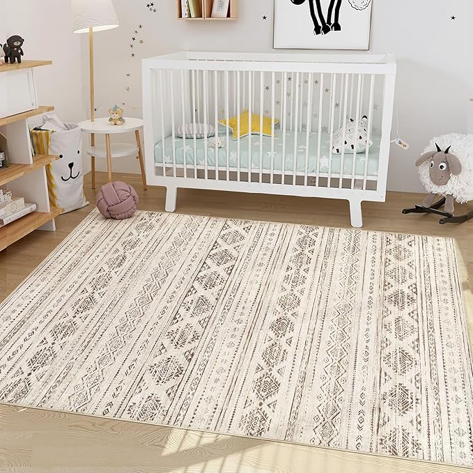 Nakagishi Area Rug Living Room Rugs: 4x6 Soft Machine Washable Boho Neutral - Image 5