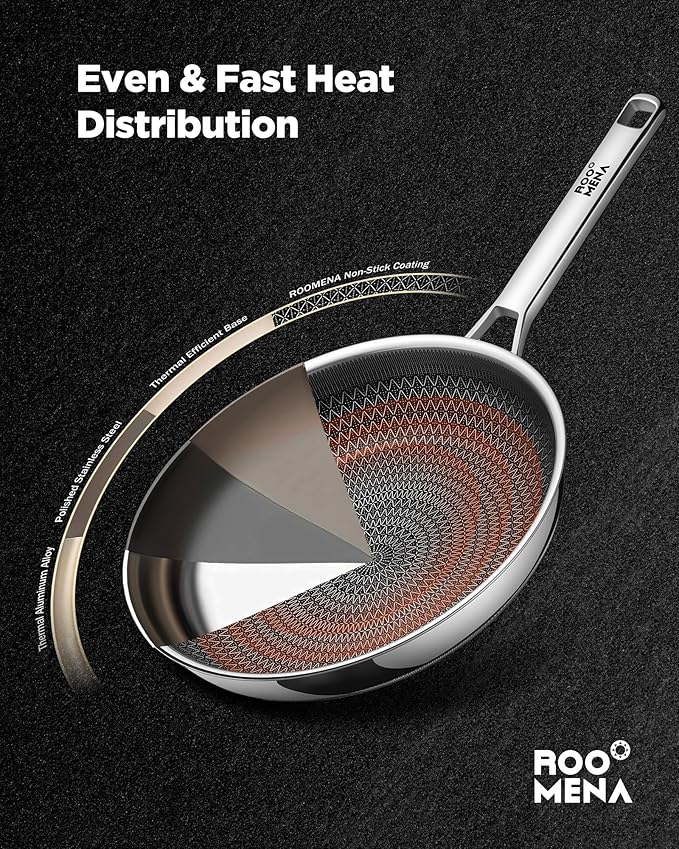 Pots and Pans Set Hybrid Stainless Steel, Dishwasher & Oven Safe, Metal Utensil - Image 5