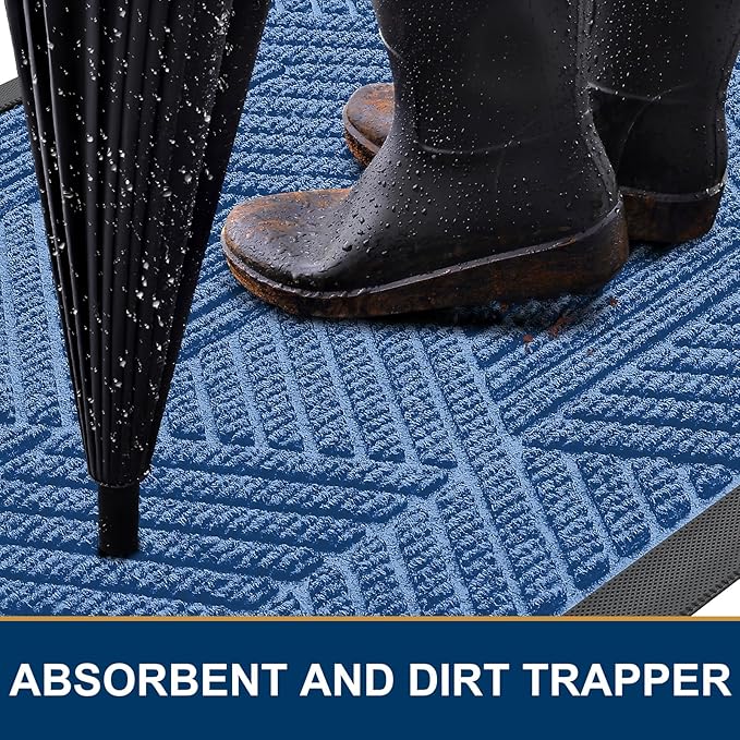 Smiry Front Door Mat Outside Entrance, Heavy Duty Sturdy Natural Rubber Doormat - Image 3