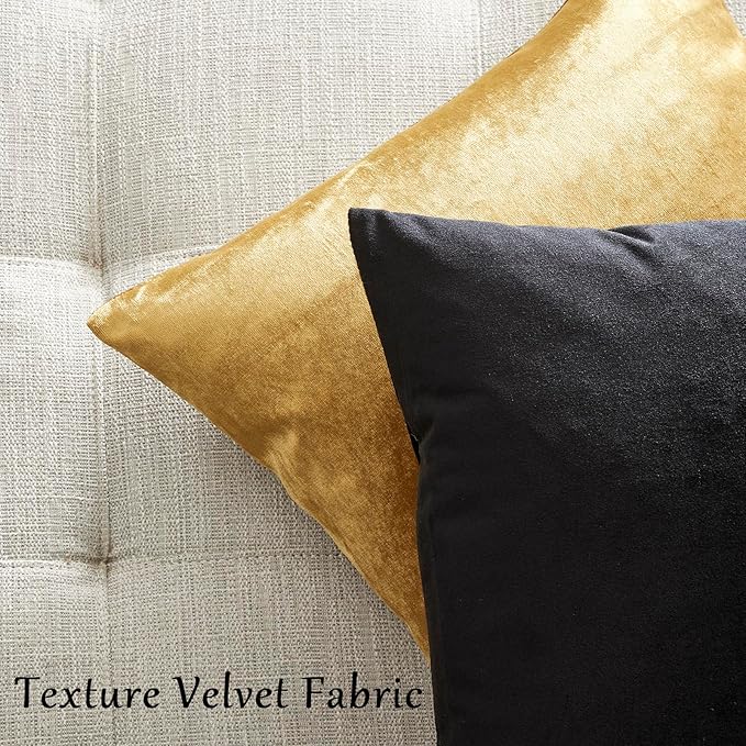 GIGIZAZA Black Velvet Pillow Covers 24x24, Decorative Square Throw Pillows - Image 6