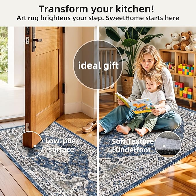 3 Pieces Kitchen Rug Sets: Farmhouse Washable Non-Slip Floor Mat - Image 4