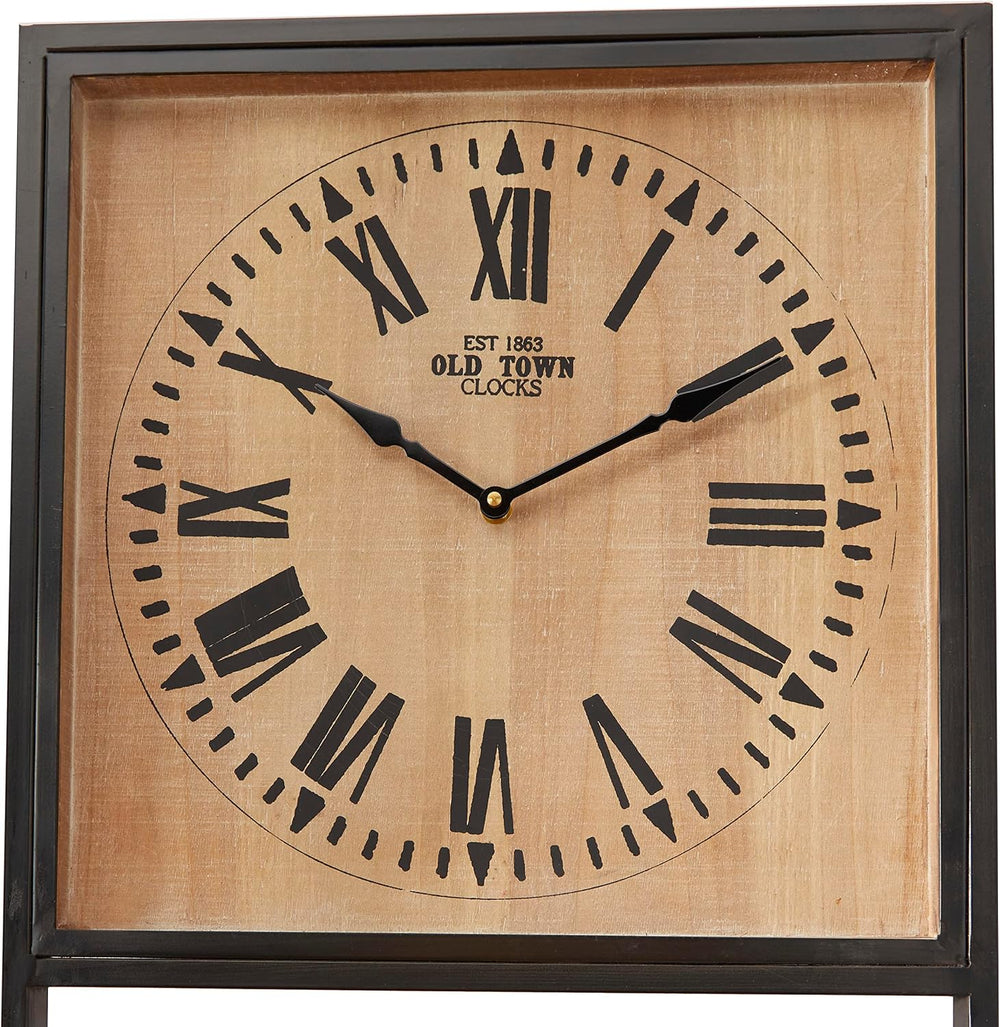 Deco 79 Wood 3 Shelves Wall Shelf with Clock, 16" x 10" x 72",...