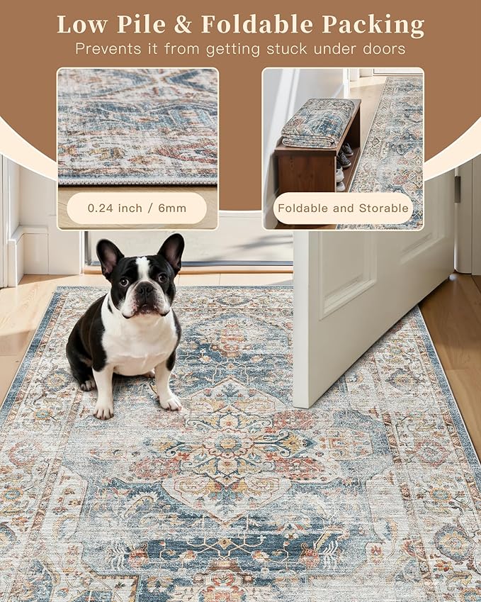Madane Runner Rug 2x8, Washable Hallway Runner Rugs, Non-Slip Low-Pile Soft - Image 6