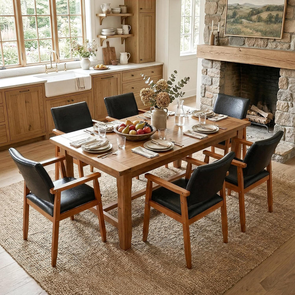 NOBPEINT Mid-Century Modern Dining Chairs with Armrest Set of 1, PU Leather U...