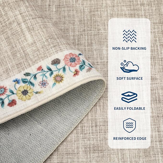 GarveeHome Washable Area Rugs for Bedroom 5x7 Living Room Modern Floral Throw - Image 3