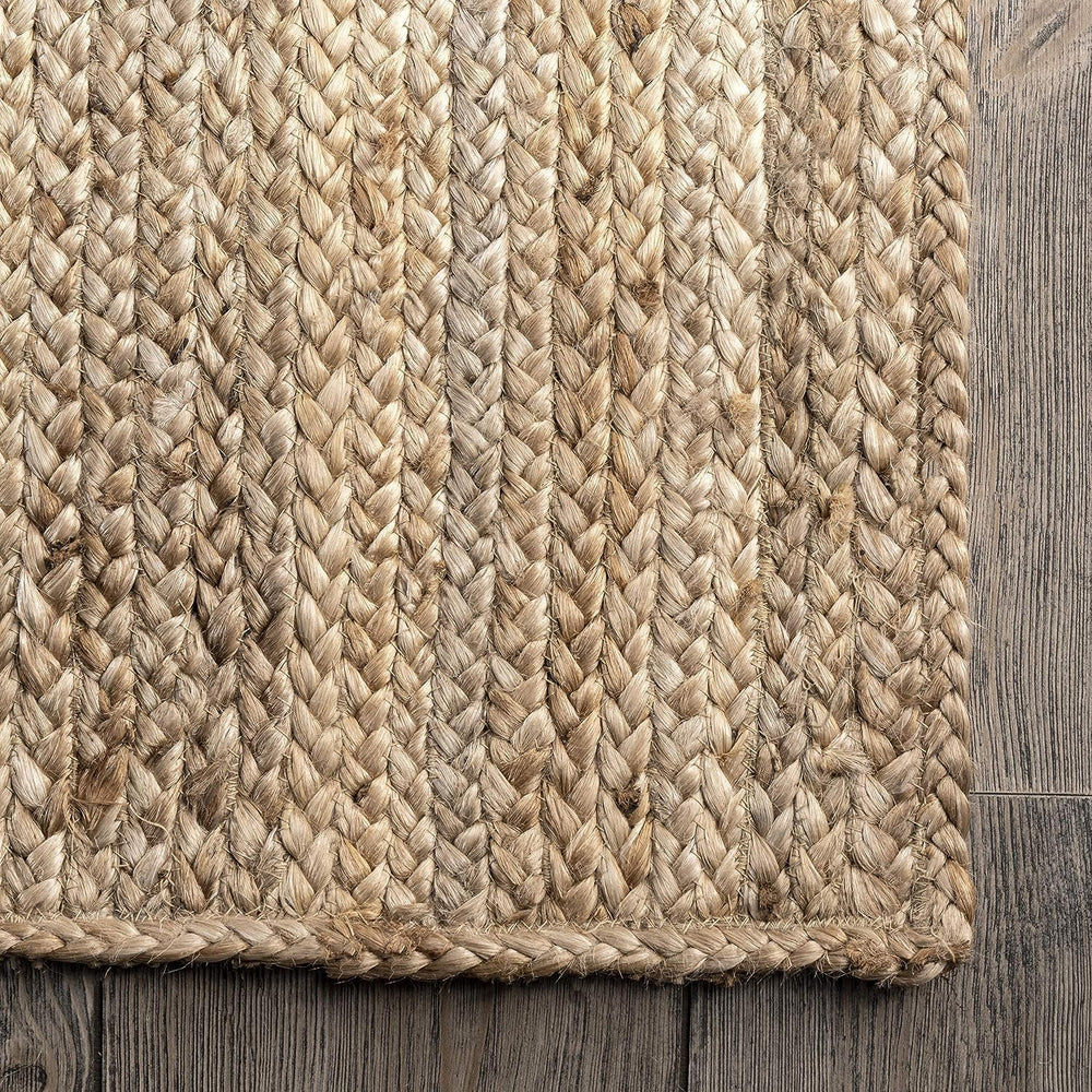 Pure Jute Braided Natural Farmhouse Area Rug, Rustic Vintage Bohemian Floor C...