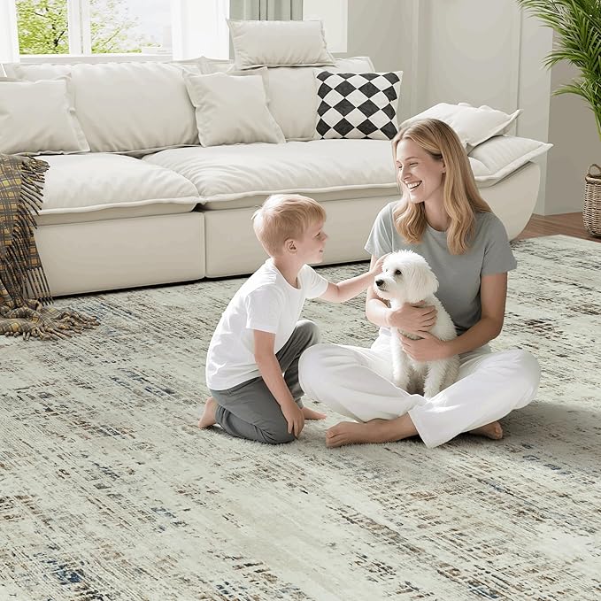 6x9 Area Rugs for Living Room Washable Rug: Anti-Skid Abstract Modern Living - Image 7