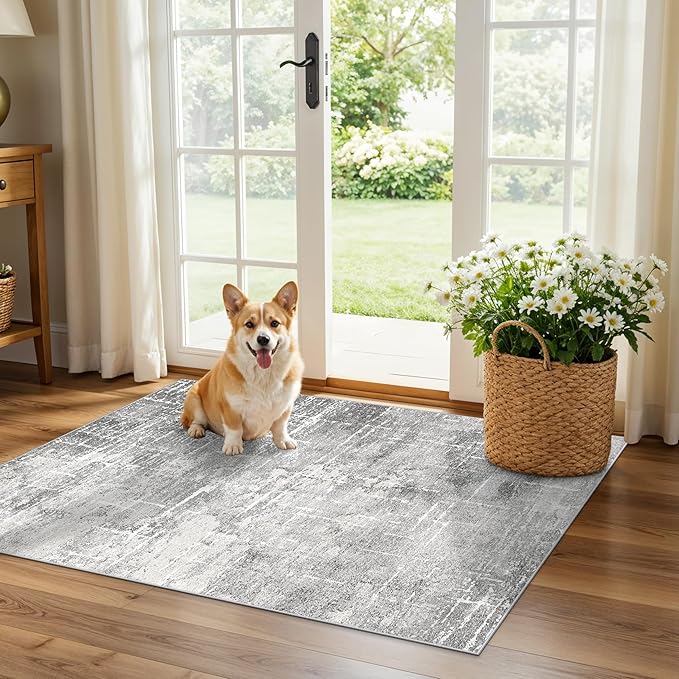 Abstract 2x3 Entryway Area Rugs: Washable Water Resistant Kitchen Rug Non-Slip by HYHAOYUNLAI