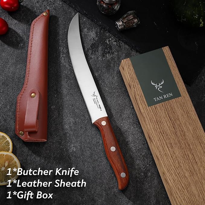 TAN REN Butcher Breaking Knife 8 Inch, Stainless Steel - Image 6