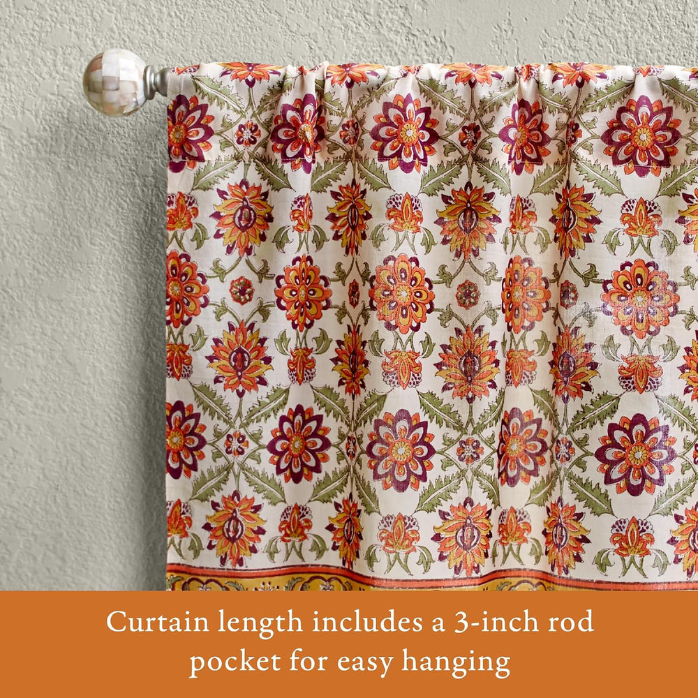Half Kitchen Cotton Curtains for Small Windows, Bathroom and Cafe Hand Block ...